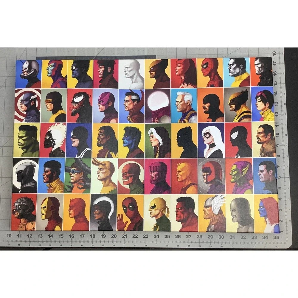 Marvel Universe Character Grid Canvas 24 x 16 Wall Art Superheroes Pop Art